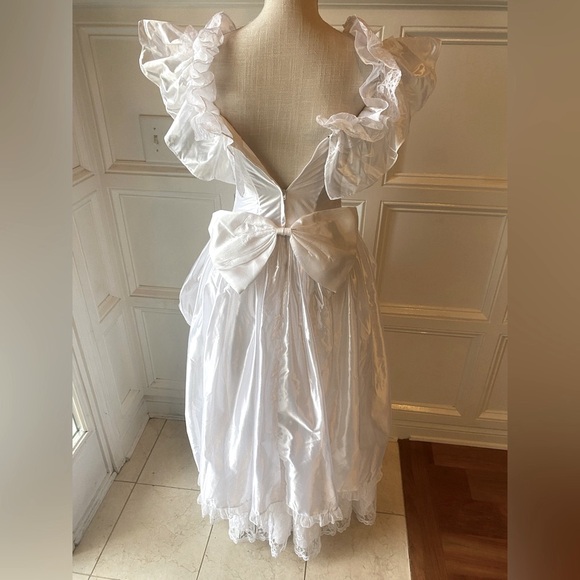 VINTAGE 1980S GUNNE SAX 5/6 XS JESSICA MCCLINTOCK FORMAL WEDDING GOWN LACE SATIN - Picture 8 of 12